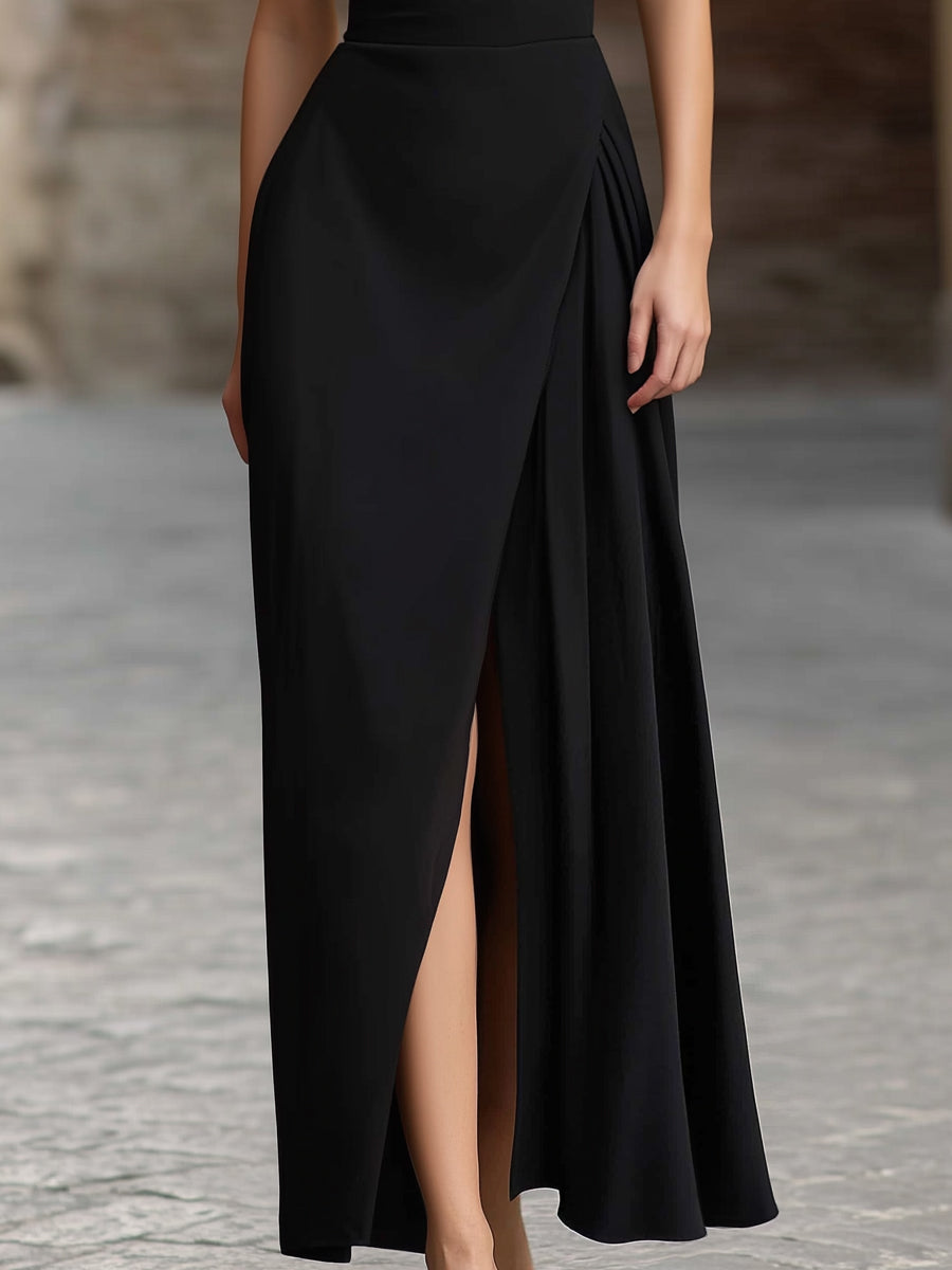 Abito Maxi A-Line per Donne – Con Collo Halter e Spacco per Uso Estivo