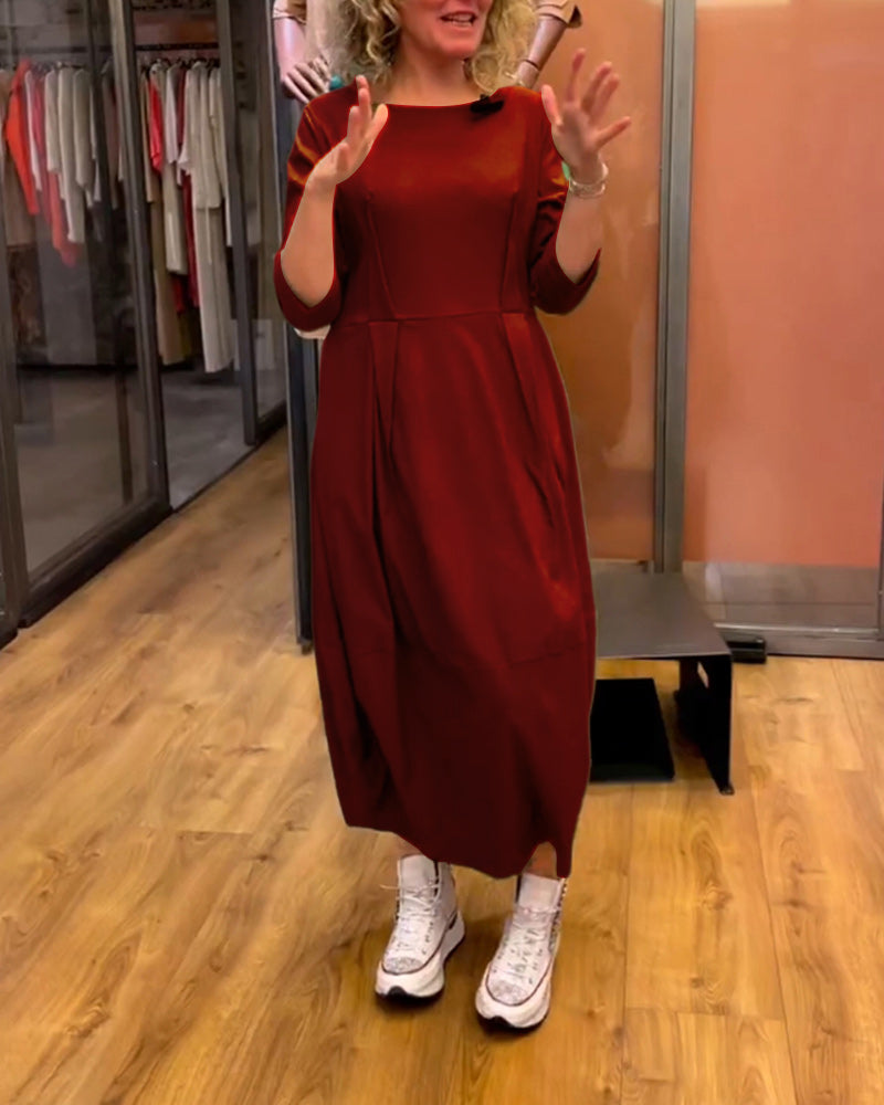 Abito Donna Girocollo a Maniche 3/4 con Effetto Snellente