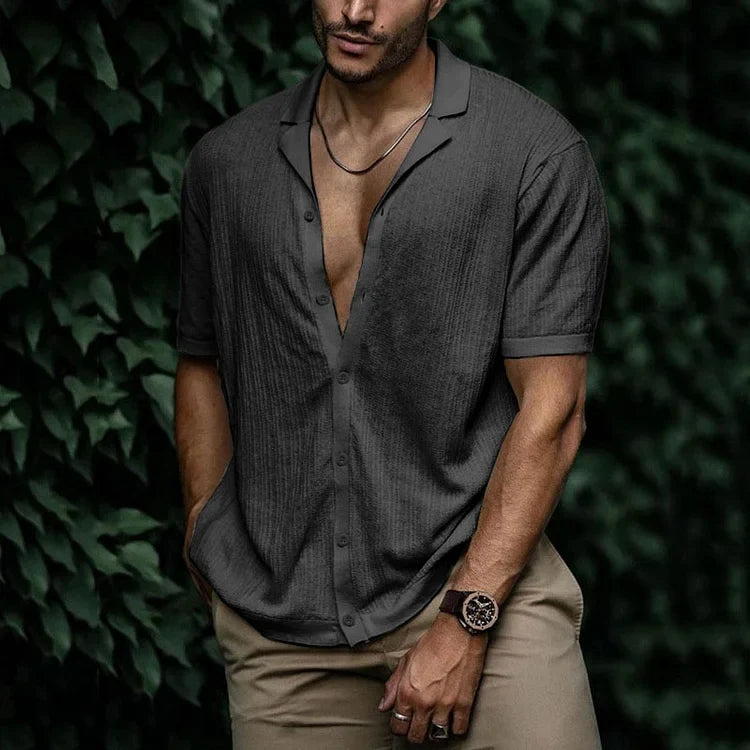 Camicia Uomo Casual Maniche Corte con Bottoni