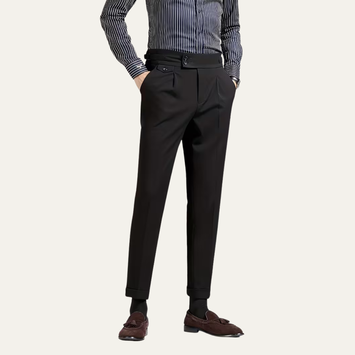 Pantaloni Slim Fit da Uomo – Alta Vita, Doppio Lato, Adatti per Lavoro e Occasioni Formali