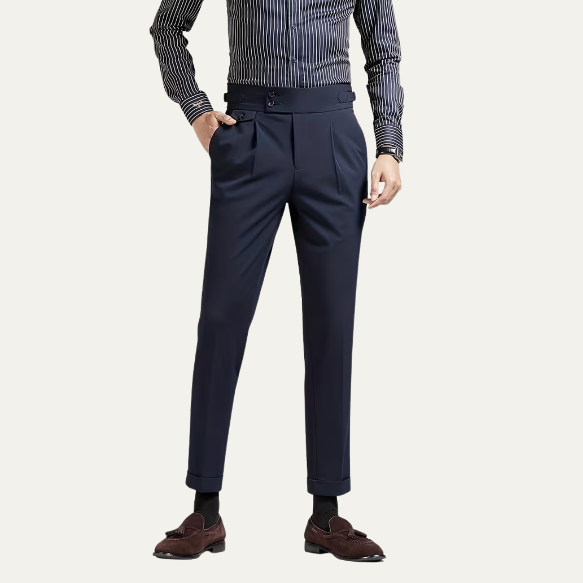Pantaloni Slim Fit da Uomo – Alta Vita, Doppio Lato, Adatti per Lavoro e Occasioni Formali