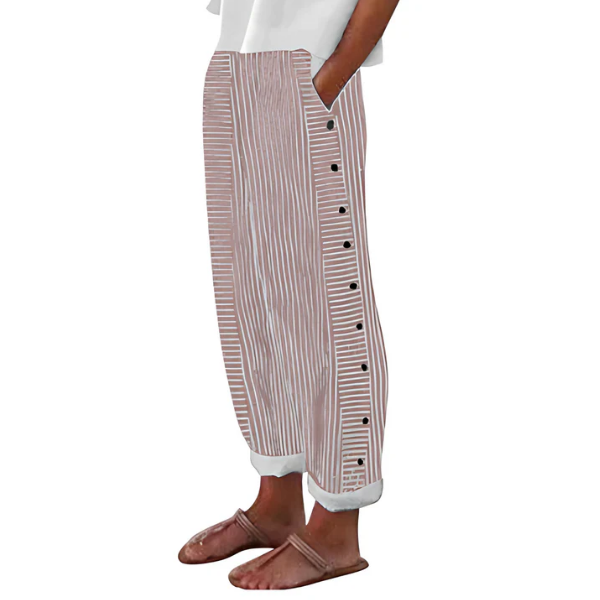 Pantaloni Donna a Righe a Gamba Larga Fluidi