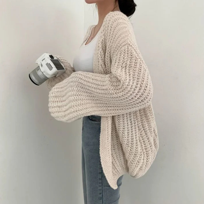 Donna - Cardigan vintage con maniche a lanterna