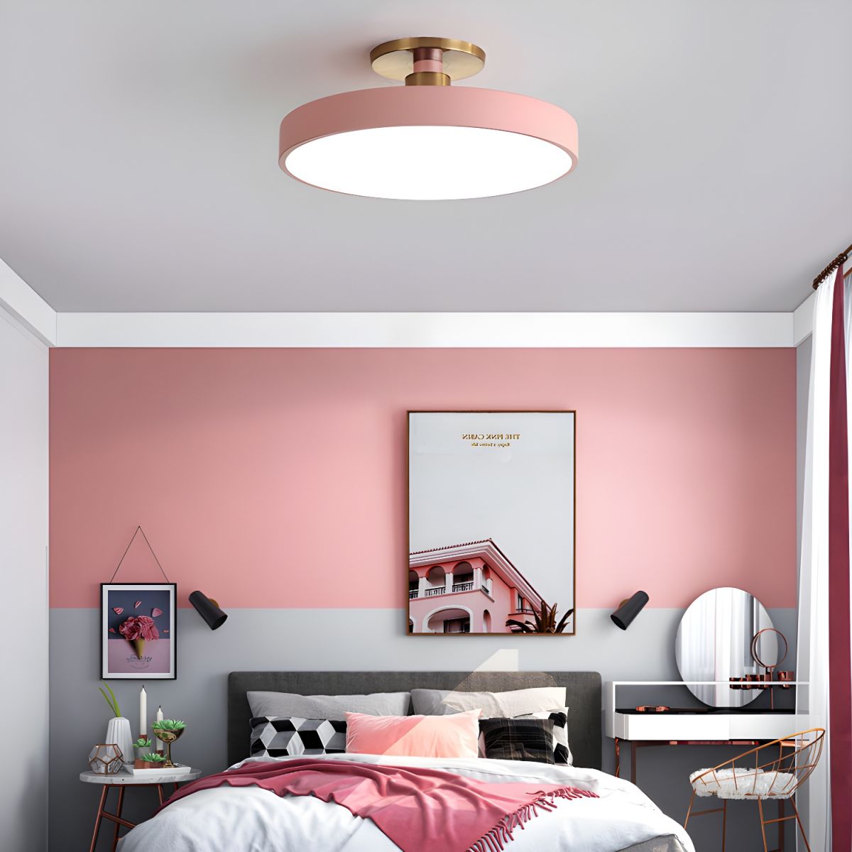 Plafoniera LED Rotonda Moderna a Soffitto, Montaggio Semi a Incasso