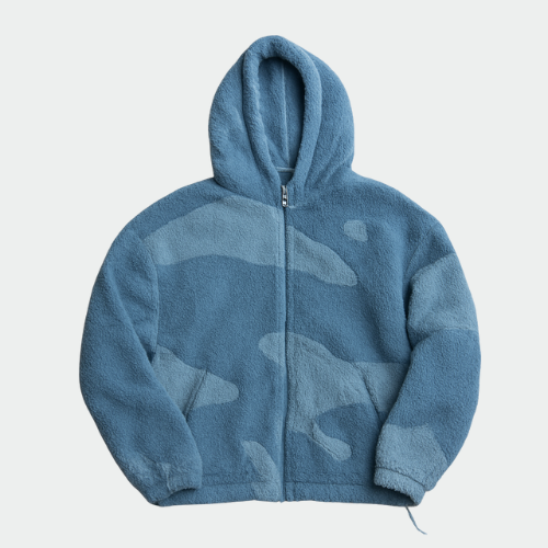 Giacca Uomo in Pile con Cappuccio e Zip Color Block