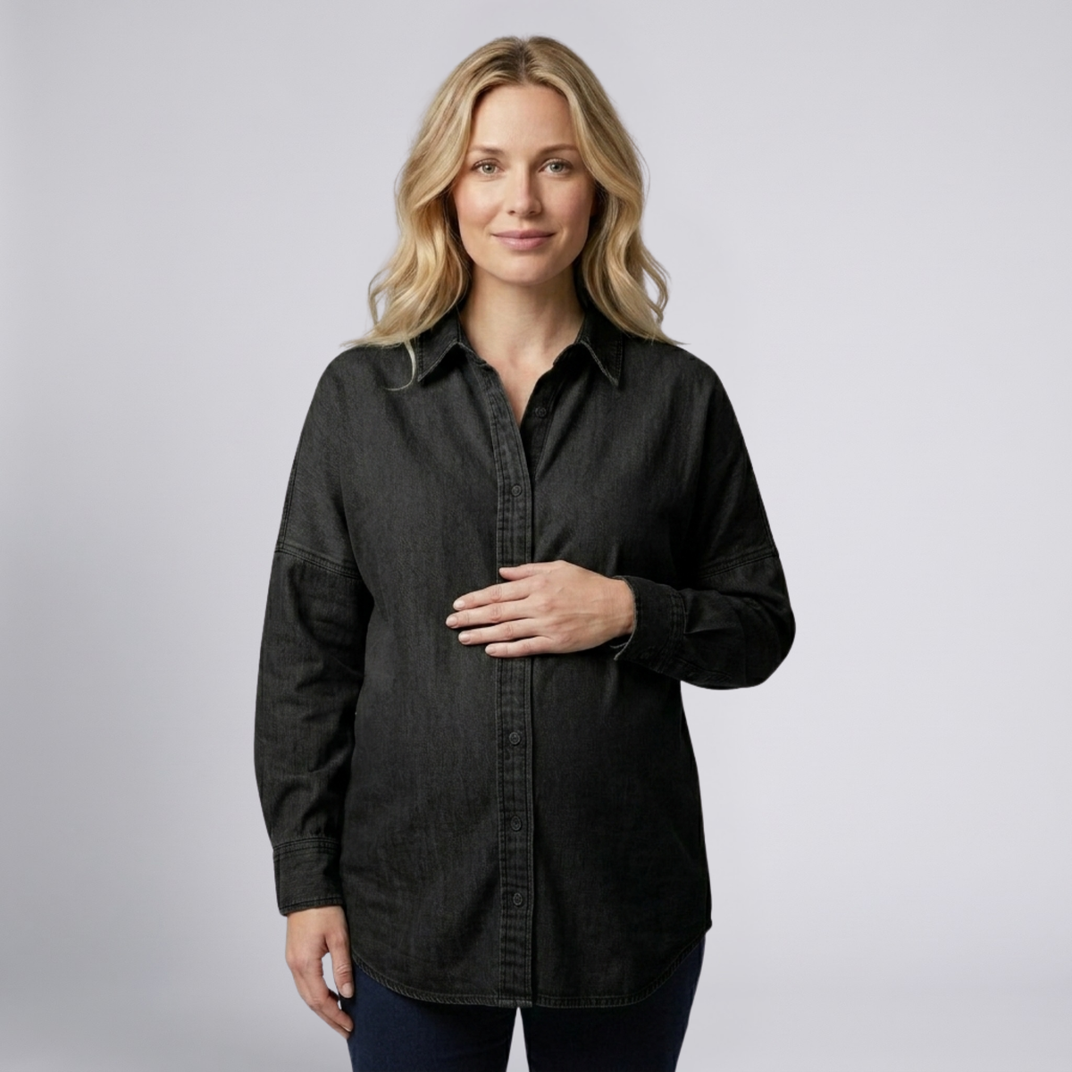 Camicia Premaman Comoda a Maniche Lunghe con Bottoni Frontali