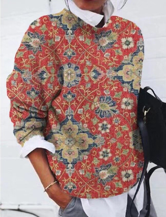 Maglione Donna Fantasia Floreale a Maglia Morbida