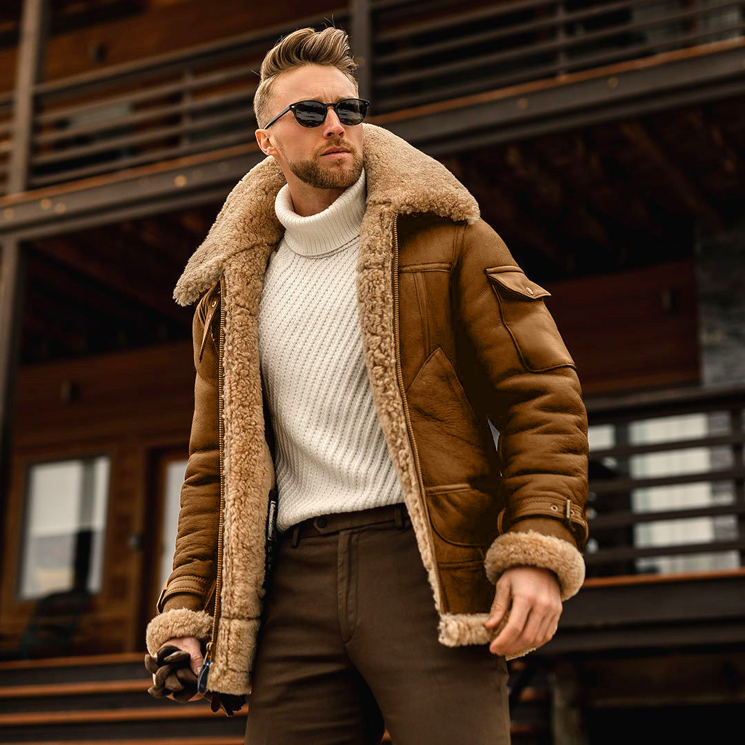 Robert | Men's Shearling Aviator Jacket - Image 3