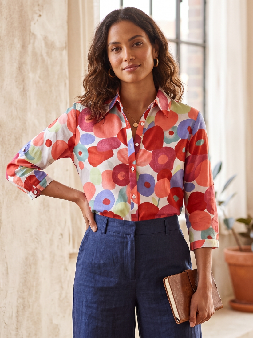 Blusa Donna Sottile – Con Bottoni, Adatta per Lavoro e Uso Quotidiano