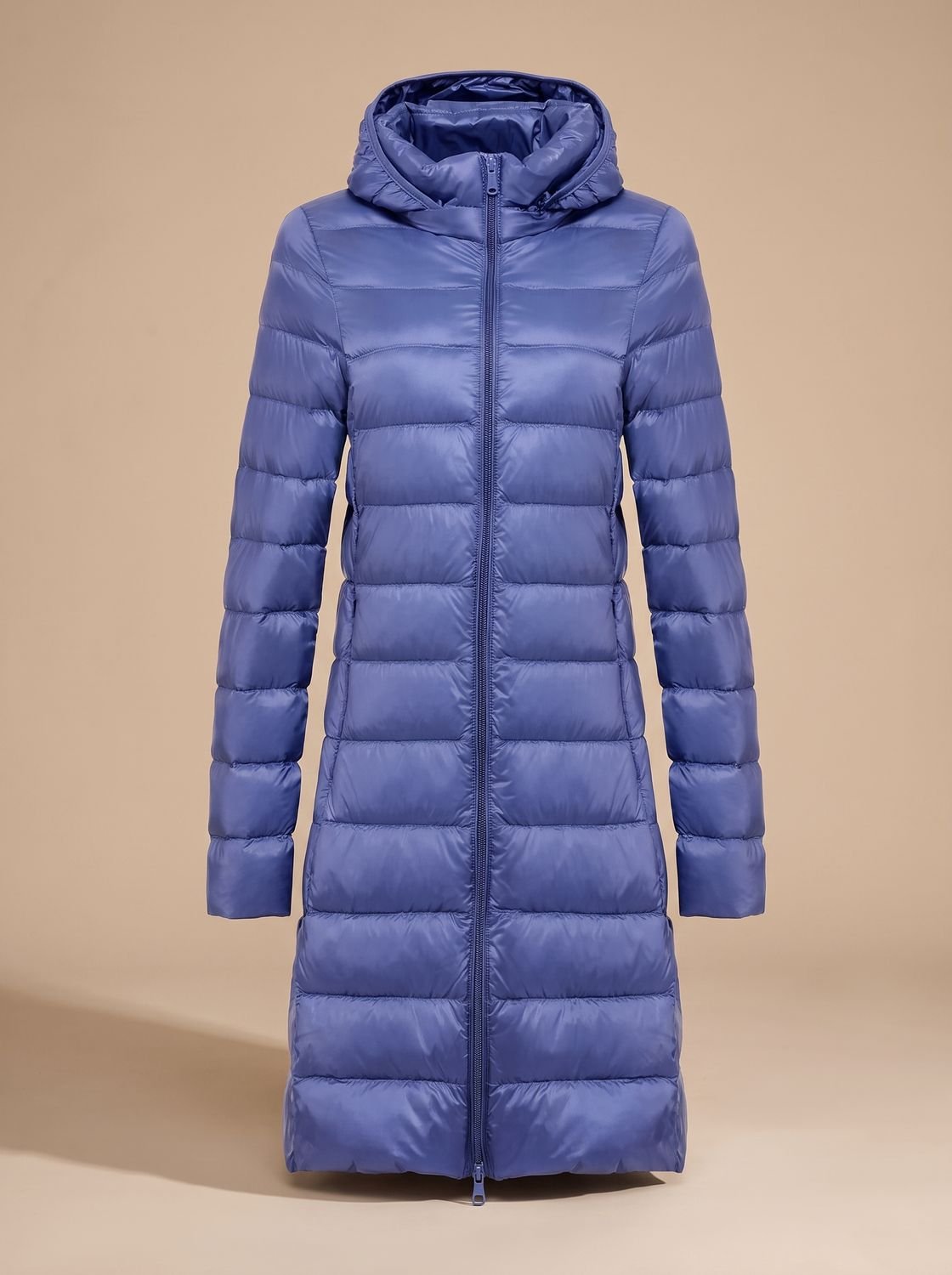 Piumino Lungo Donna con Cappuccio e Zip - Giacca Invernale Ultraleggera