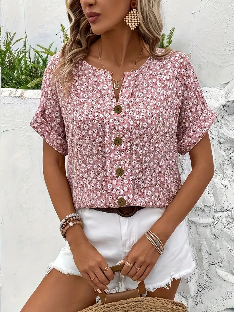 Blusa Femminile Sottile – Con Bottoni, Adatta per Lavoro e Uso Quotidiano