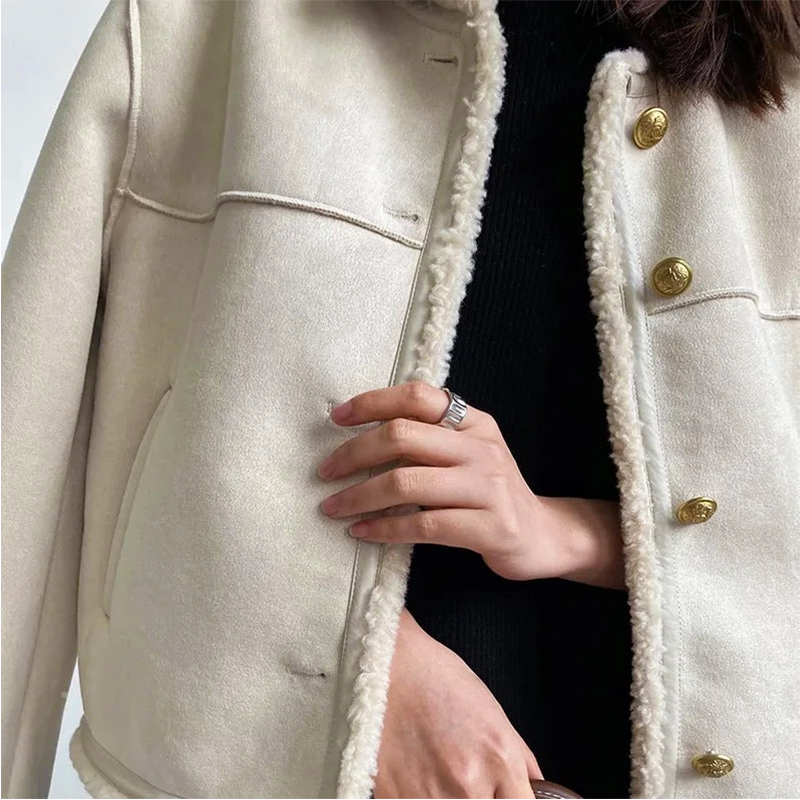 Donna - Accogliente giacca in pelle scamosciata vintage - Vestibilità elegante