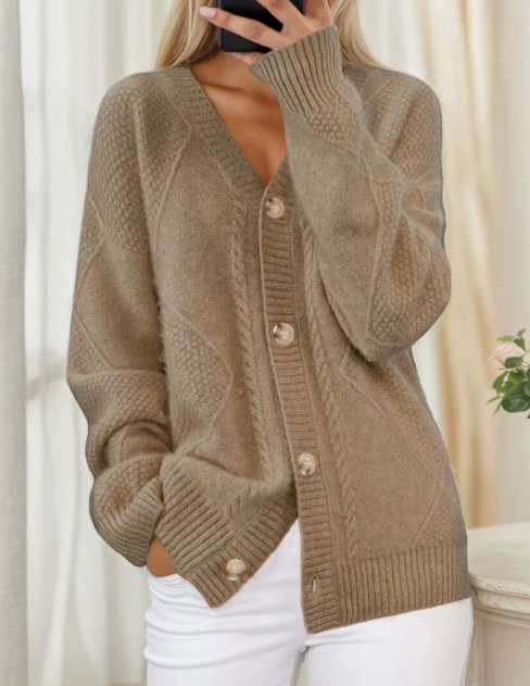 Donna - Cardigan a maniche lunghe lavorato a maglia - Bottoni frontali