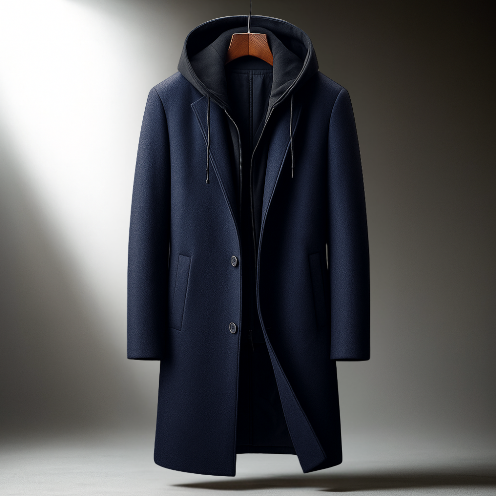 Cappotto Uomo in Misto Lana con Cappuccio
