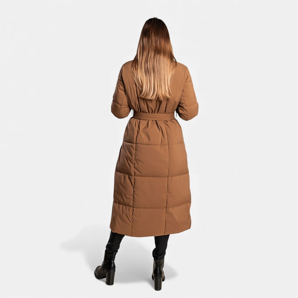 Piumino Lungo Donna Trapuntato con Cintura - Cappotto Invernale