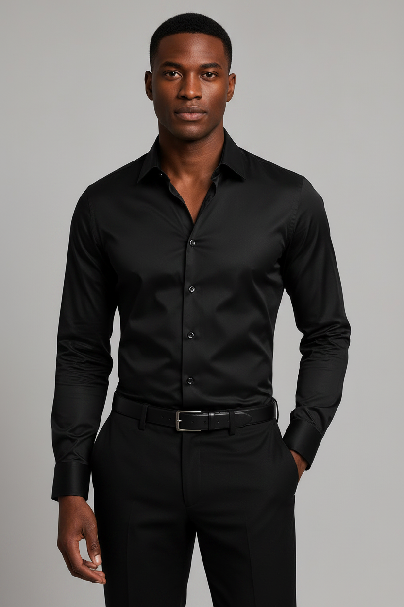 Camicia Uomo Slim Fit in Raso Elasticizzato