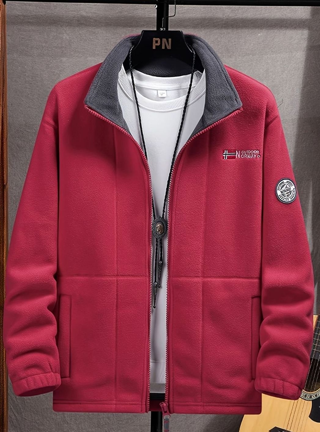 Giacca Uomo in Pile Full-Zip con Collo Alto Outdoor