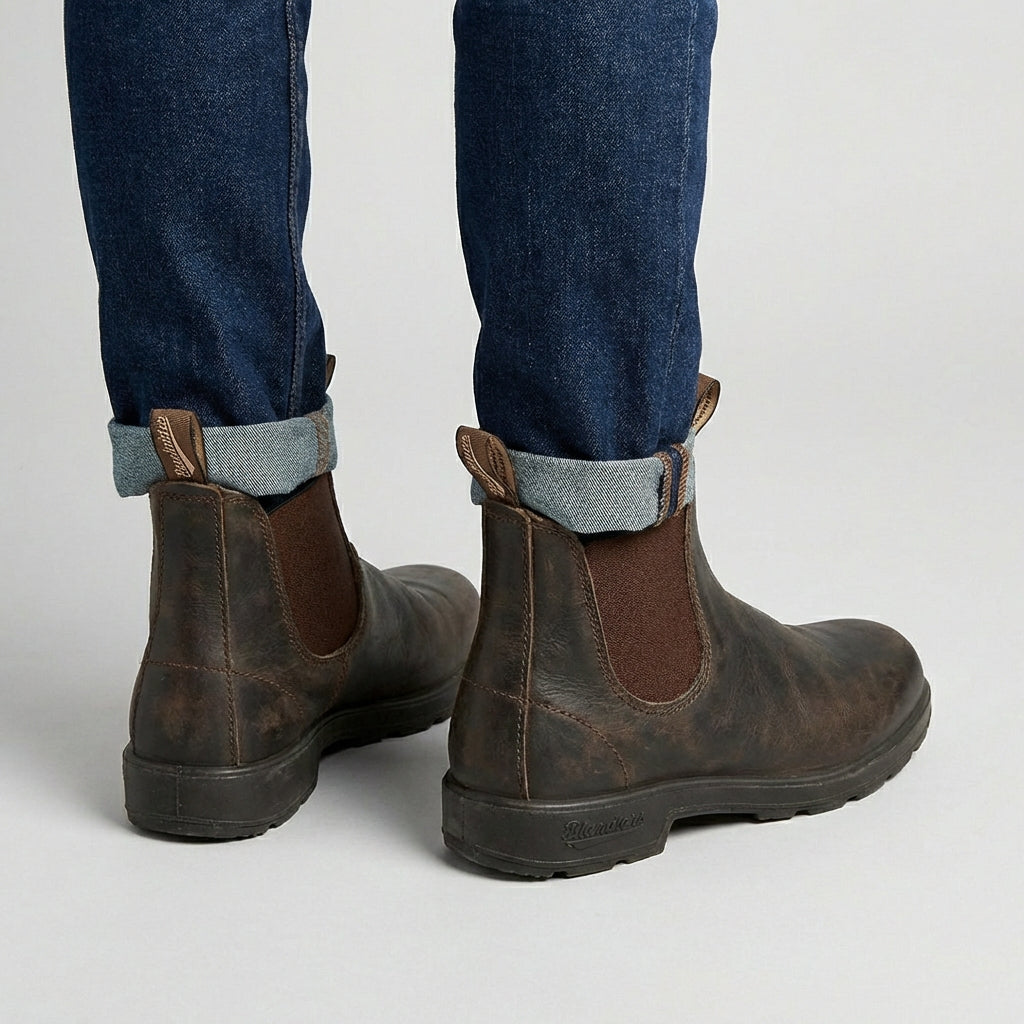 Stivaletti Uomo Slip-On in Pelle con Elastico Laterale