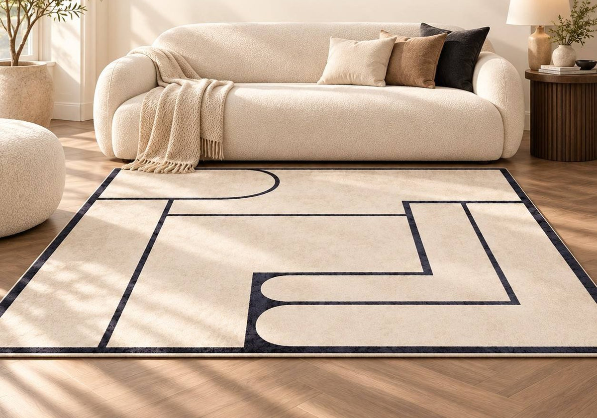 Tappeto da Soggiorno Geometrico Moderno a Pelo Corto