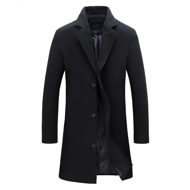 Trench Coat Uomo Invernale Imbottito Cappotto Lungo