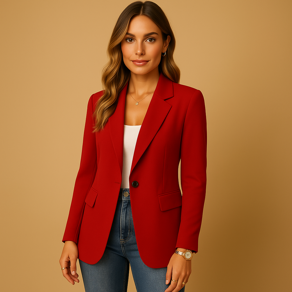 Blazer Slim Fit Donna con Revers a Punta e Chiusura a Doppio Bottone