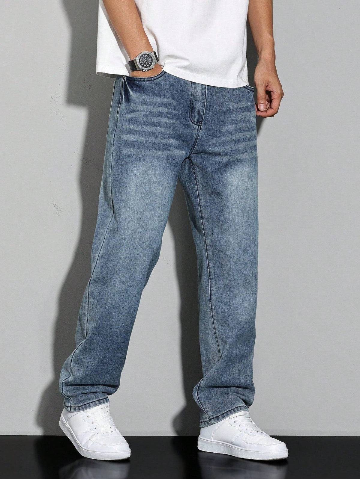 Straight Leg Jeans voor Heren - Cyaanblauw