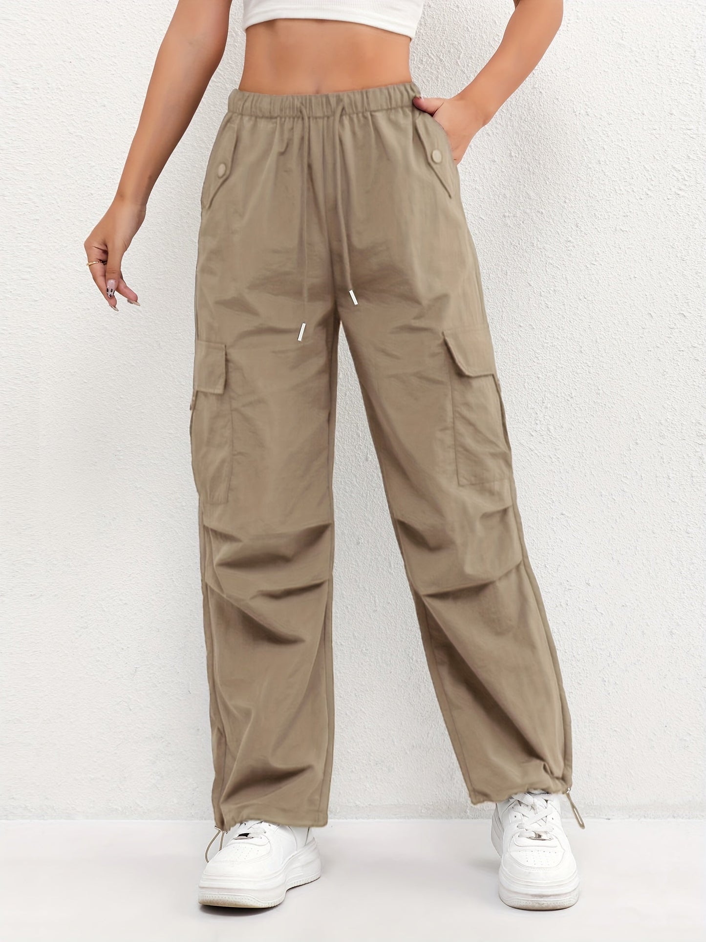 Pantaloni Cargo Donna con Coulisse - Pantaloni Casual Estivi con Tasche