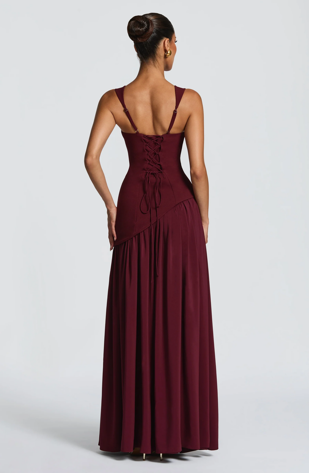 Abito Lungo Donna in Raso con Spalline Regolabili