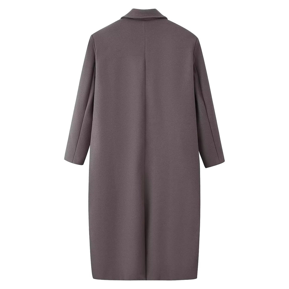Cappotto Donna Lana Lungo Doppiopetto con Collo a Revers