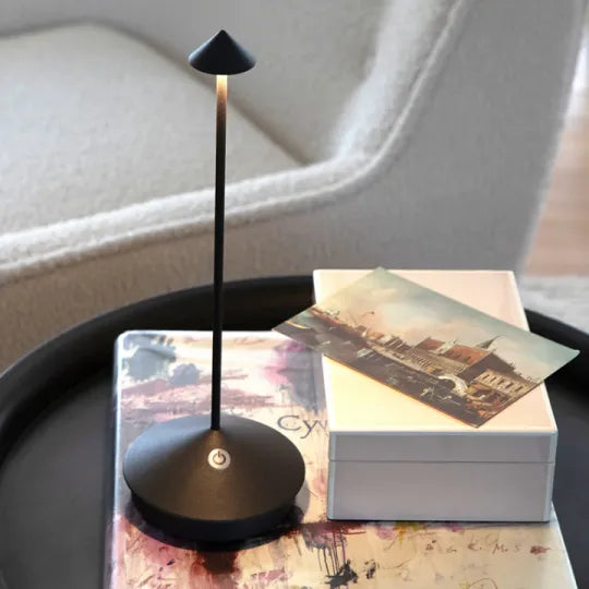 Lampada da Tavolo LED Ricaricabile Senza Fili Bianco e Oro