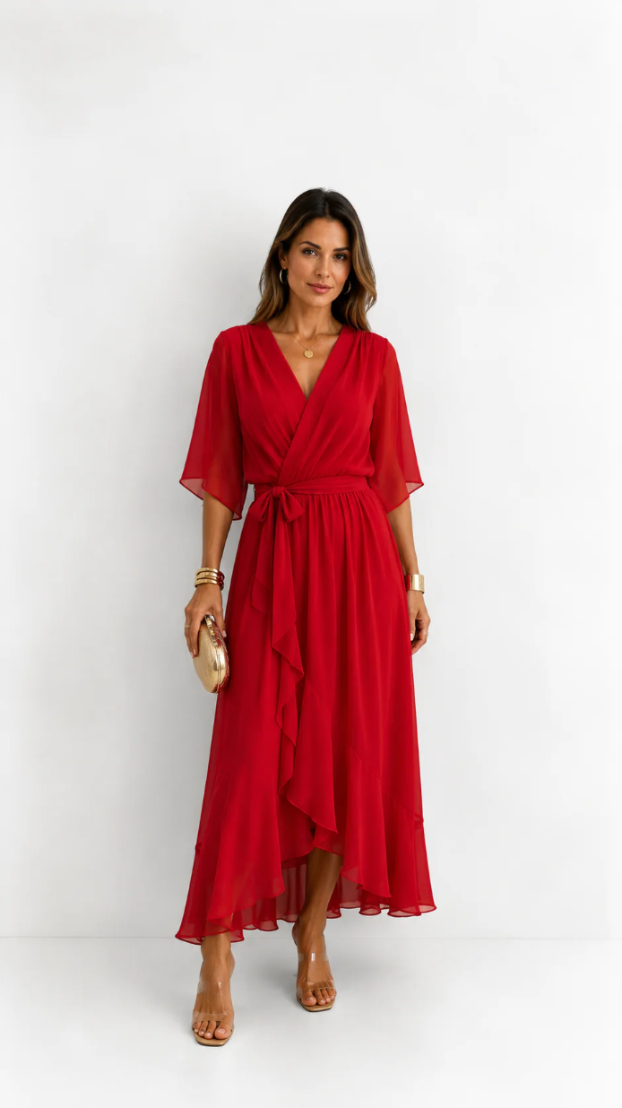 Abito Elegante da Donna a Portafoglio in Chiffon