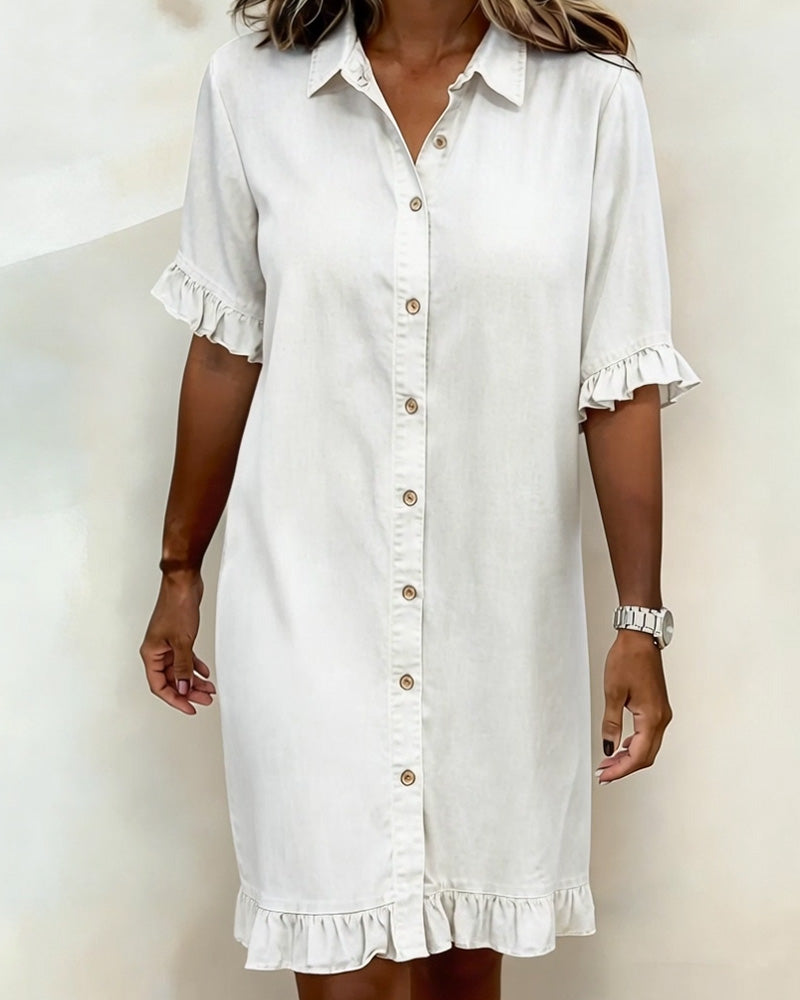 Abito Donna Scollo V – Casual con Rouches, Adatto per Primavera e Estate