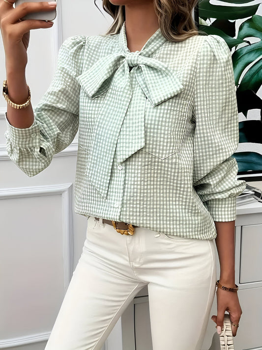 Blusa Femminile Sottile – Con Fiocco, Adatta per Lavoro e Uso Quotidiano