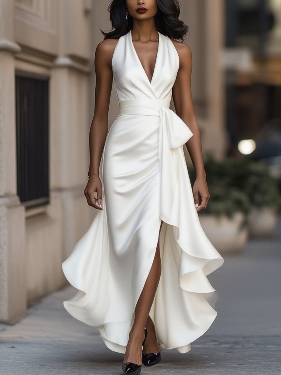 Abito Scollo a Halter per Donne – Adatto per Abbigliamento da Sera e Occasioni Festive