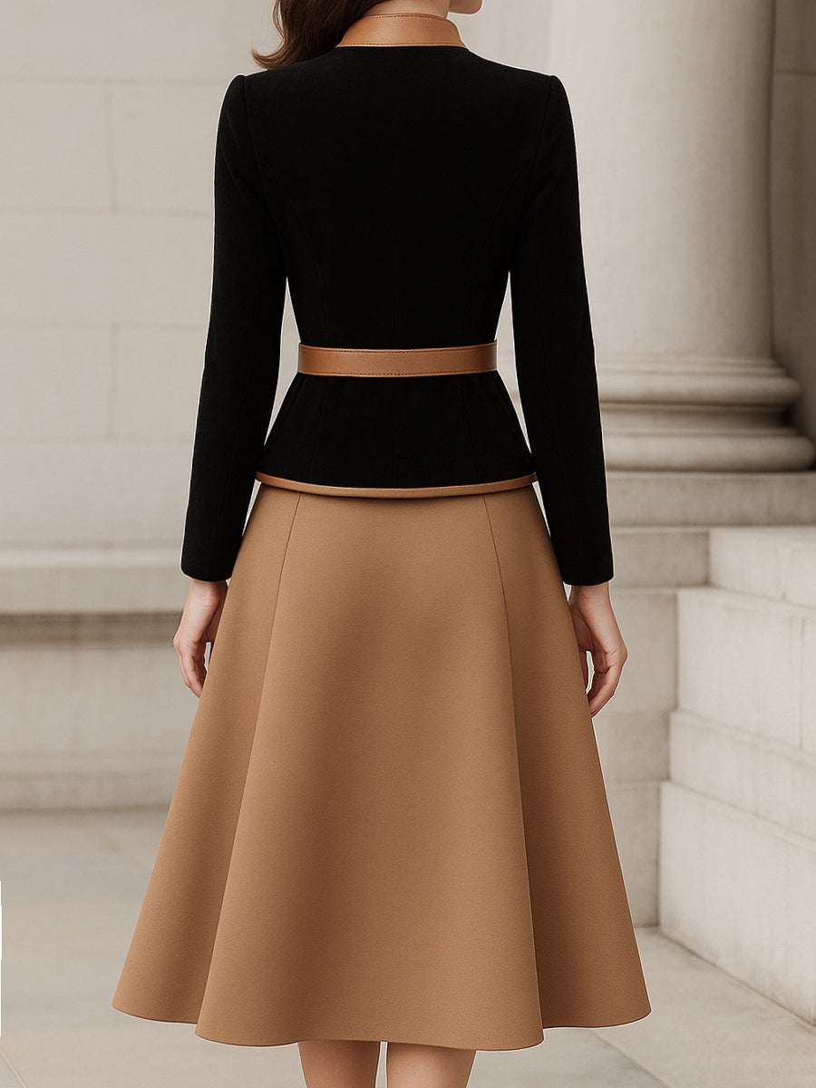 Set Dames Scolpito – Blazer e Gonna Midi A-Line per Lavoro e Uso Quotidiano
