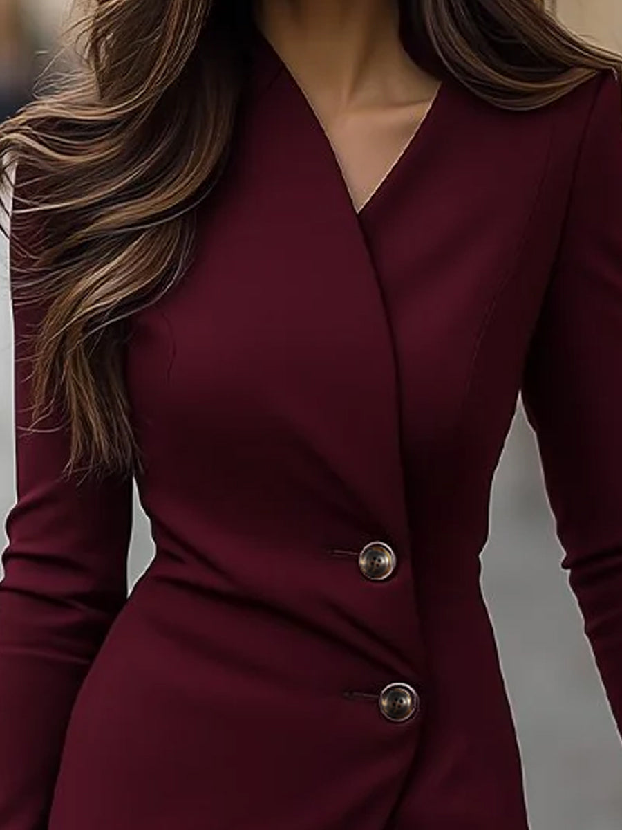Abito Midi A-line da Donna – Con Bottoni, Adatto per Uso Casual e Quotidiano