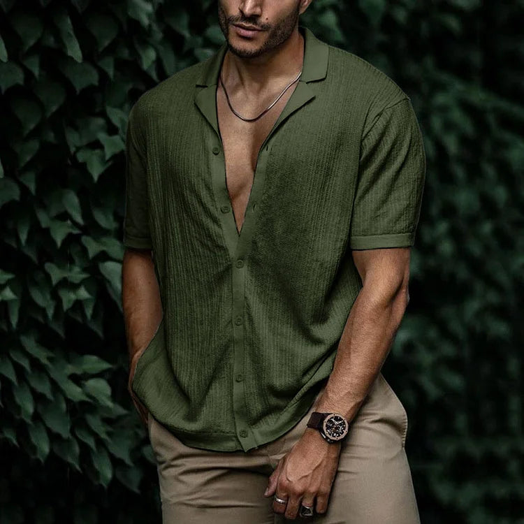 Camicia Uomo Casual Maniche Corte con Bottoni