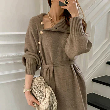 Donna - Vestito dalla vestibilità rilassata - Fronte bottoni