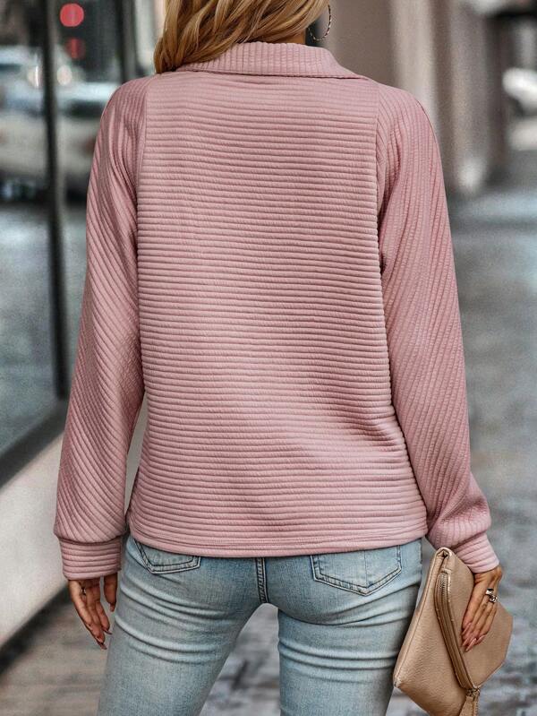 Maglione Slim Fit Donna – Collo a V con Zip, Adatto per Uso Casual e Quotidiano