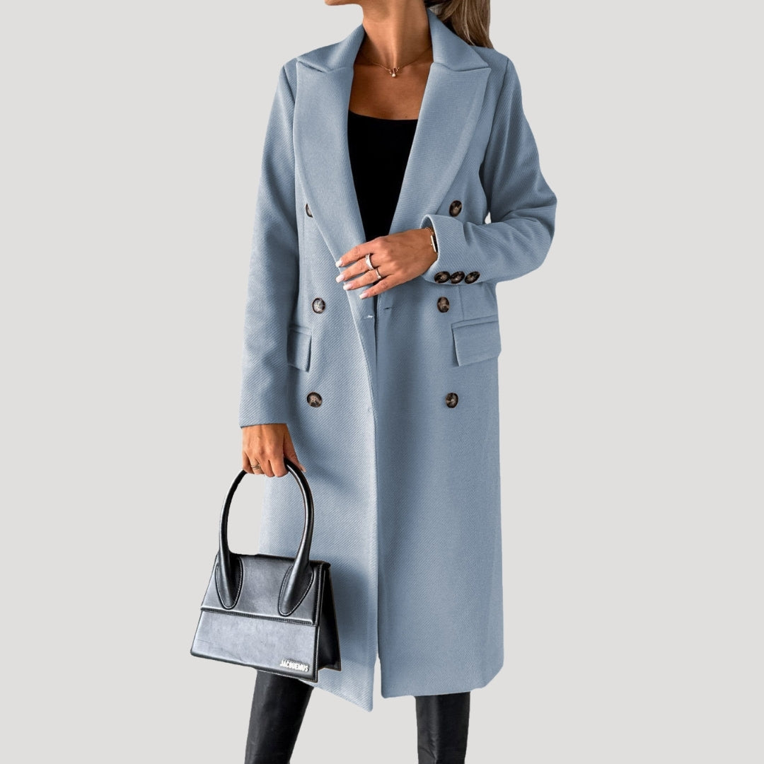 Donna - Cappotto invernale lungo - stile doppiopetto