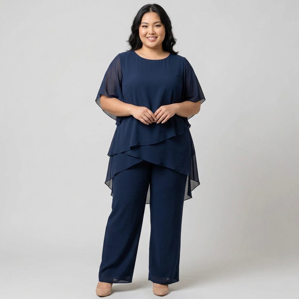 Completo Donna Elegante con Pantaloni Palazzo Drappeggiati