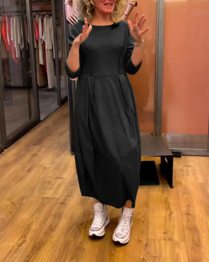 Abito Donna Girocollo a Maniche 3/4 con Effetto Snellente
