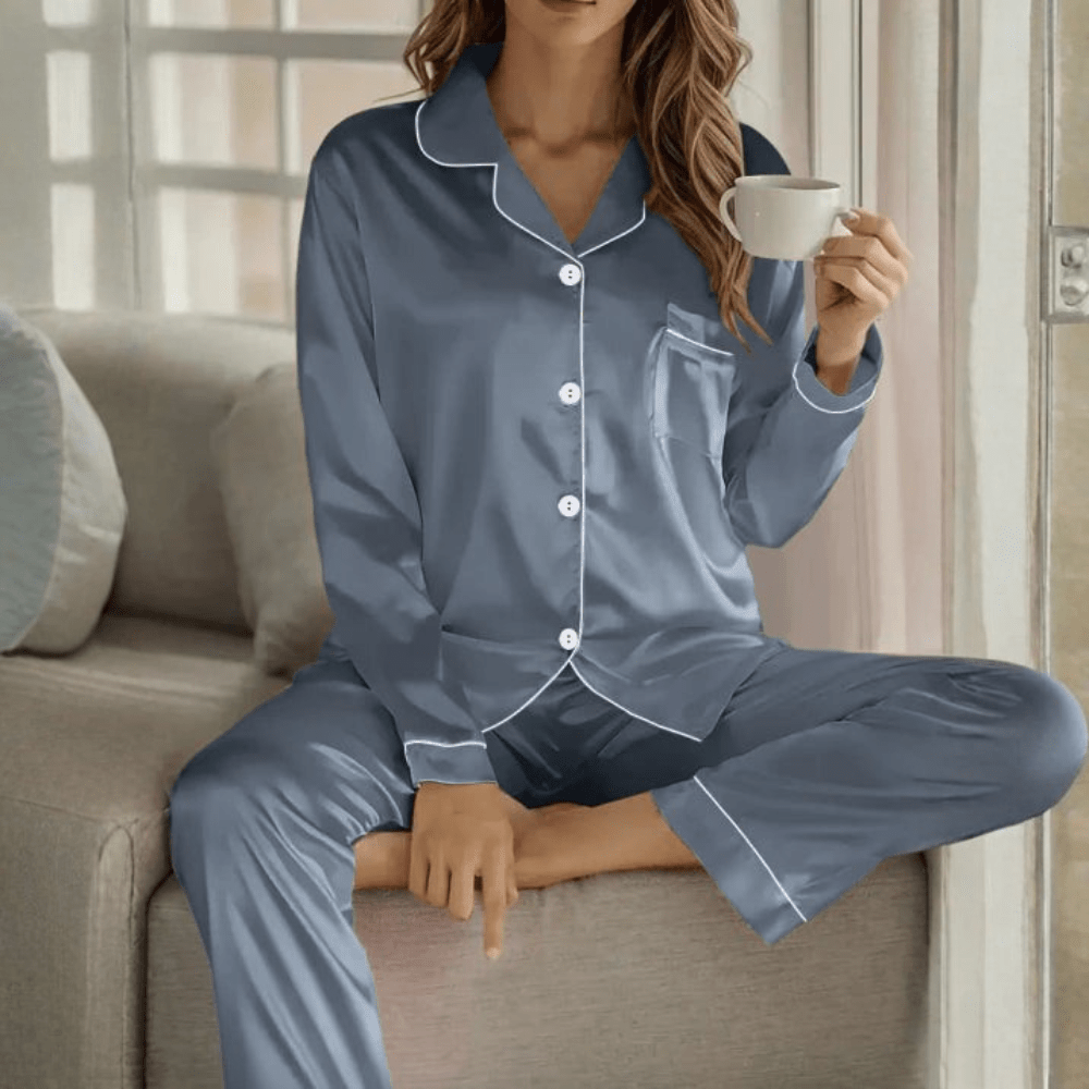 Pigiama Donna Set 2 Pezzi con Bottoni Frontali