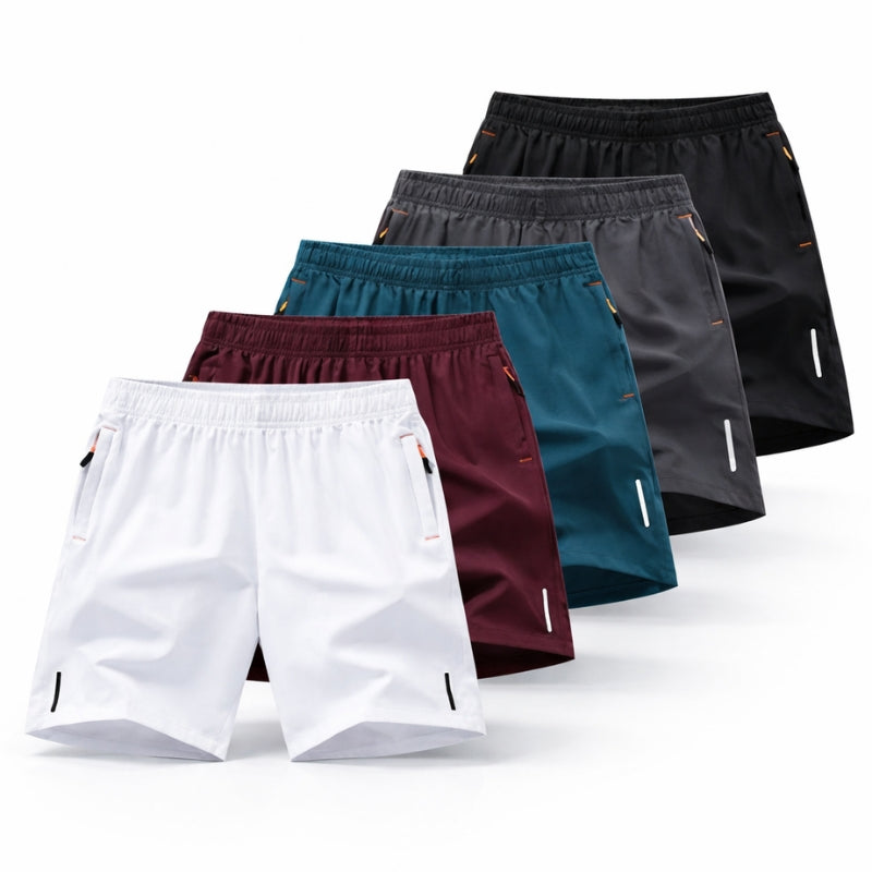 Pantaloncini Uomo Sportivi Traspiranti con Tasche con Zip - Set da 5