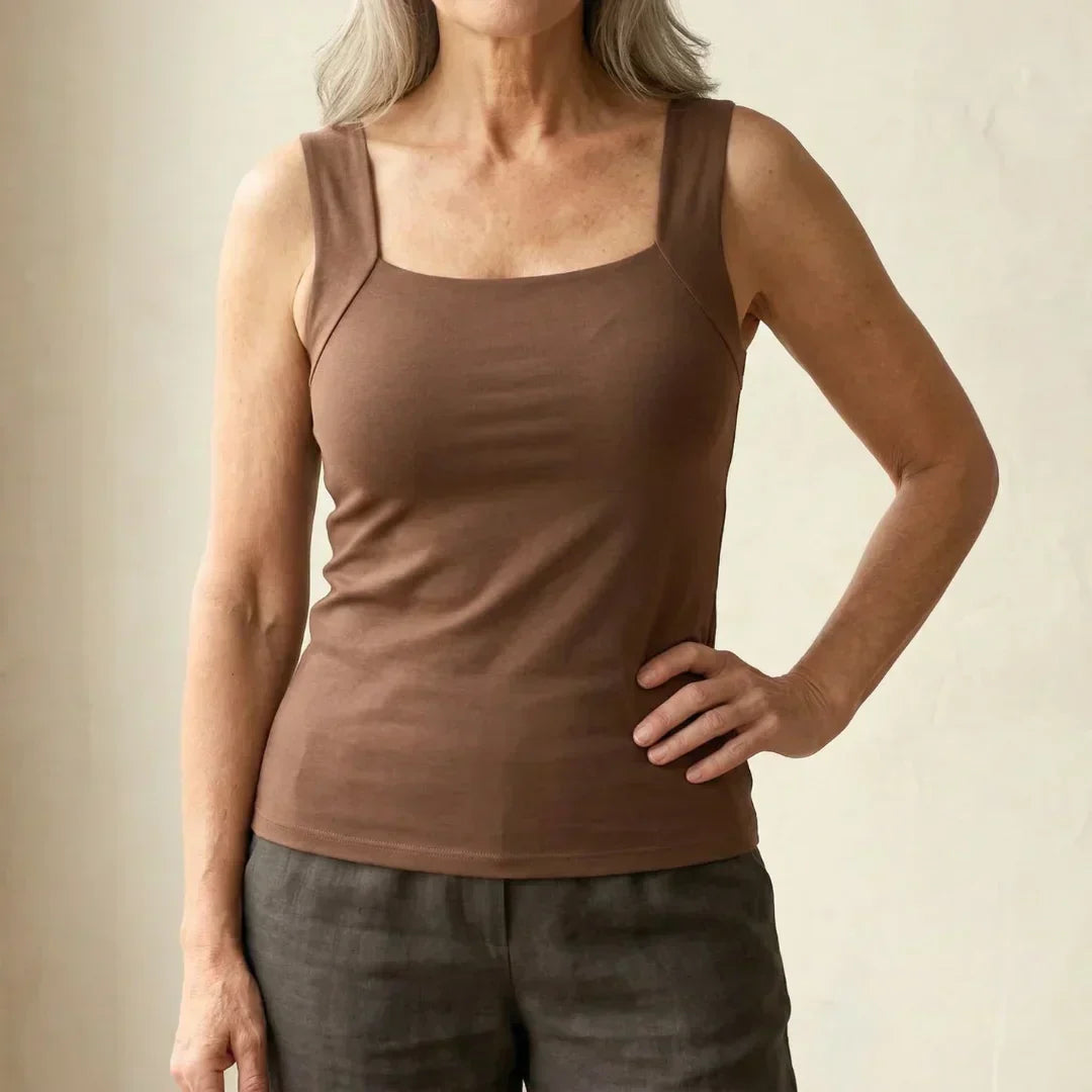 Canotta Donna con Reggiseno Integrato in Cotone Elasticizzato