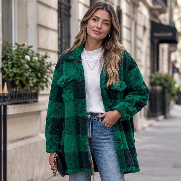 Camicia Giacca Donna a Quadri Over