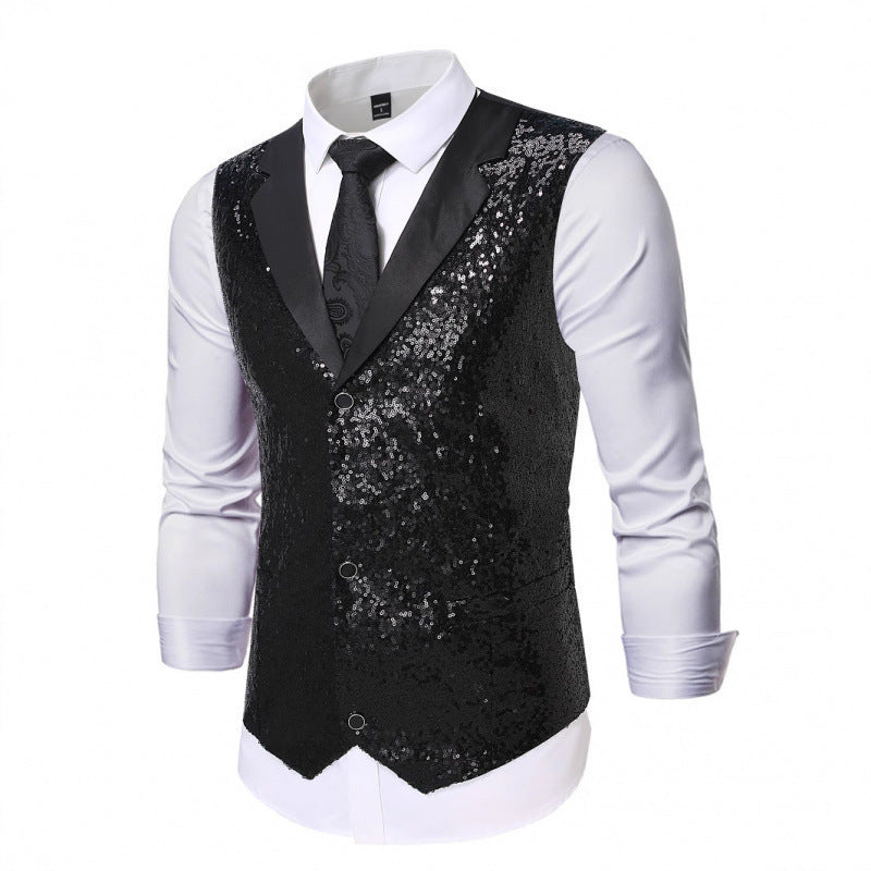 Gilet Uomo Glitter con Collo in Raso