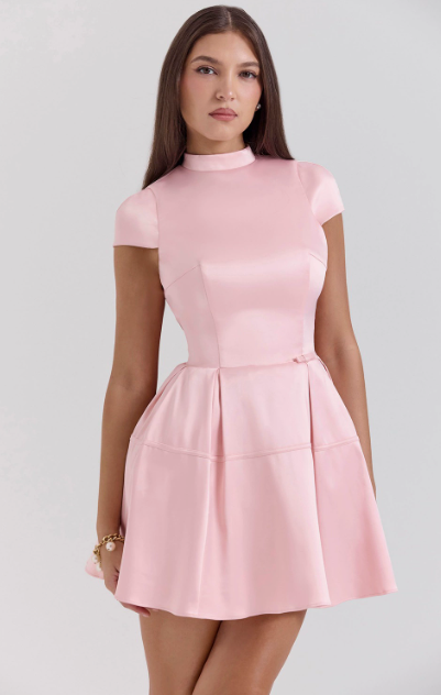 Abito Femminile Scollo Alto con Cintura, Adatto per Occasioni Festive