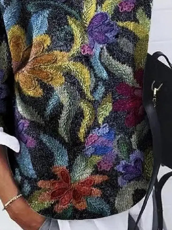 Maglione Donna Fantasia Floreale a Maglia Morbida