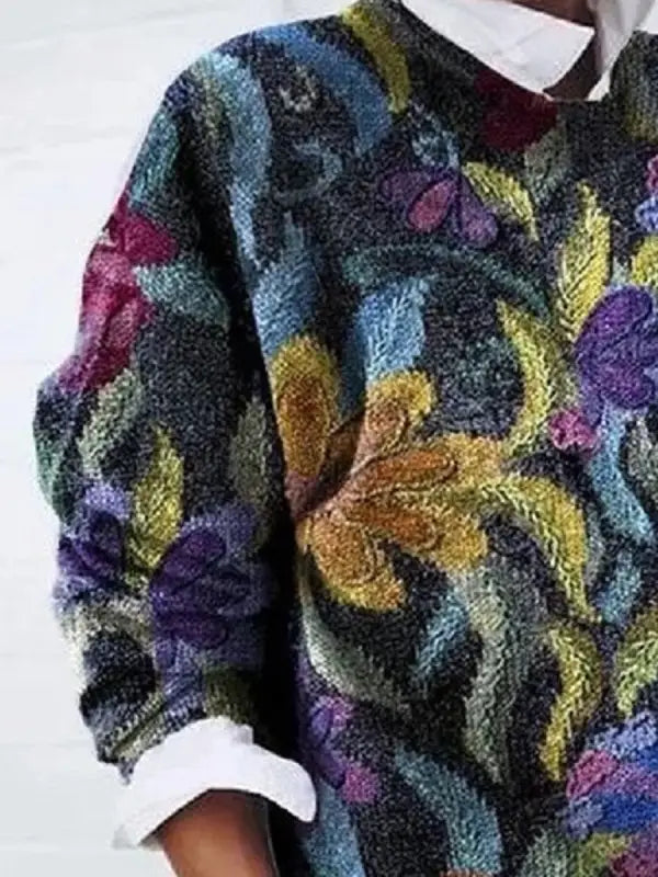 Maglione Donna Fantasia Floreale a Maglia Morbida